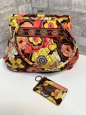 Vera Bradley Alice Buttercup Floral Kiss Lock Satchel Bag Purse With Key Fob • $37.99