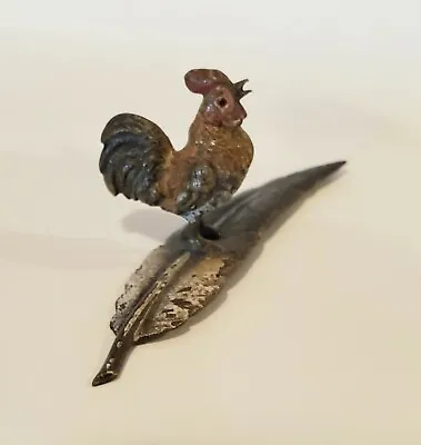 Vienna Bronze Rooster Chicken Figurine On Feather  • $89.99