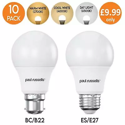 10x 8W LED GLS Light Bulb Equivalent 50w Bayonet Edison Screw BC B22 ES E27 240V • £19.99