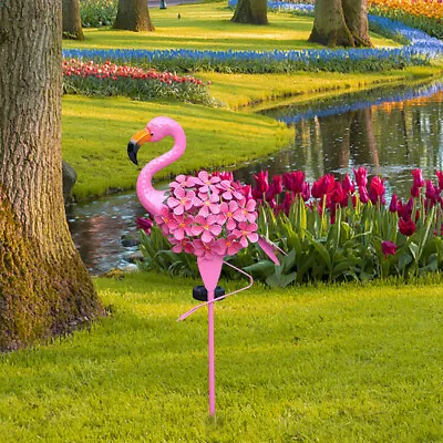 Solar Powered Pink Flamingo Ornament Garden Stake LED Lights Oudoor Lawn Decor • £13.95