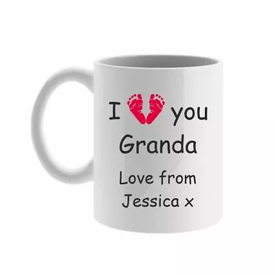 Personalised Ceramic Mug – I Love You Footprint Design • £10.95