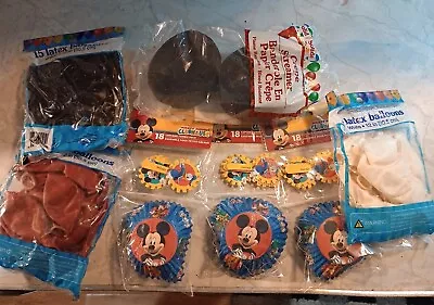 NEW! 3 Packages Disney Junior Mickey Mouse Paper Cupcake Balloons& Streamers. • $19.99