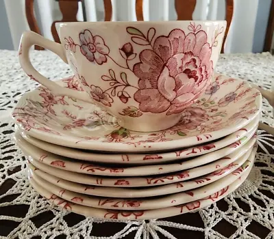 Johnson Brothers England Rose Chintz Coffee Cup(s) Saucer(s) • $13