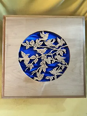 10” Wooden Stash Box Birds Blue Tea Trinket  Jewelry • $20