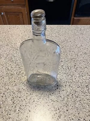 Vintage Clear Glass Bottle With Cork/glass Combo Cap Rare • $25