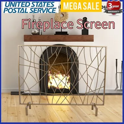 Iron Fireplace Screen Modern Style Fire Screen Fireplace Protector For Living US • $81.69