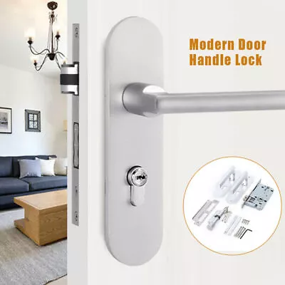 Door Lock Entry Door Lock Set Aluminum Mortise Lever Handle Security Lock Kit US • $20.90