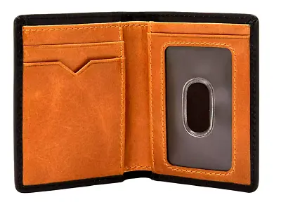 Fossil Mykel Front Pocket ID Card Case Wallet Bifold SML1805001 Black & Tan NWT • $31.50