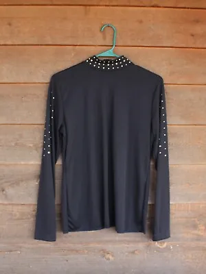 Black With Bling On Collar & Sleeves Youth XL Or Ladies S/M Show/rail Shirt • $45