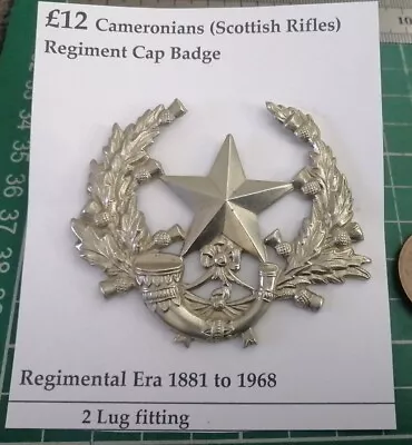 Cameronians Scottish Rifles Cap Badge.  • £12