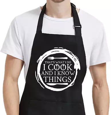 Cooking Aprons For Women With Pockets Mens Aprons For Grilling BBQ Grill Chef K • $29.38