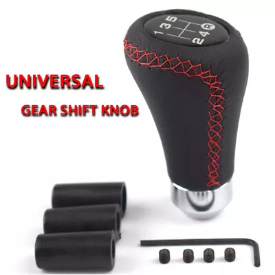 5 Speed Black&Red Leather Manual Car Gear Shift Knob Shifter Lever Universal • $12.59