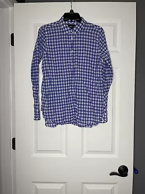 J Crew Boy Fit Button Up Size 10 Violet And White Checkered  • $13.50