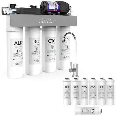 SimPure WP2-400GPD 8 Stage UV Reverse Osmosis System Alkaline PH+11 Water Filter • $349.99