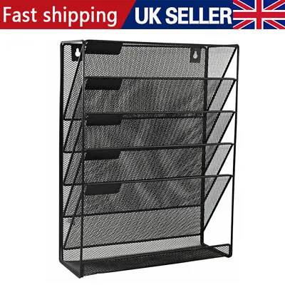 5 Tier Wall Mesh In Tray Hanging Wall File Mail Magazine Organiser Holder UK • £15.59
