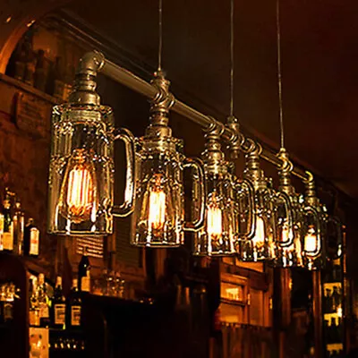 Antiqued Bronze Industrial Steampunk Pendant Lamp Bottle Glass Island Light 58  • $198