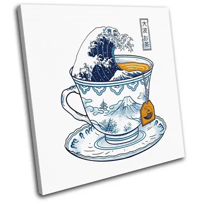 £19.99 • Buy Japanese Storm Teacup Illustration SINGLE CANVAS WALL ART Picture Print
