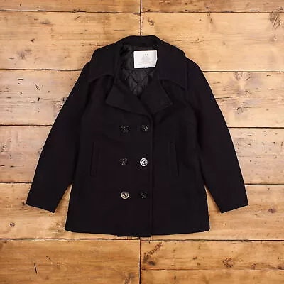 Vintage USN Wool Jacket S Pea Coat USA Made Black Womens Button • £49.99