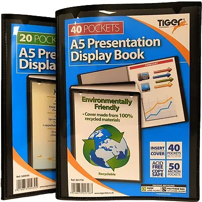 A5 Black Display Book Presentation Folder Portfolio Flexible Full Front Cover • £4.24