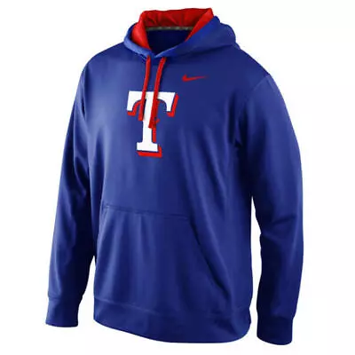 Nike Men's Texas Rangers OnField Logo Pullover Therma-Fit Hoodie Royal Blue XXL • $54.97