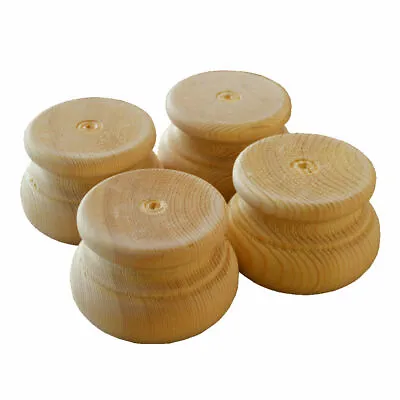 £8.60 • Buy SET OF FOUR Large Wooden Pine Furniture Moulded Bun Feet, 83mm Dia.