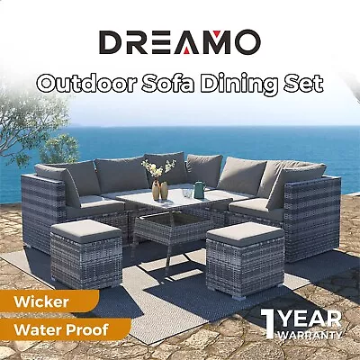 8 Seater Outdoor Dining Furniture Set Wicker Table Chairs Garden • $1308.06