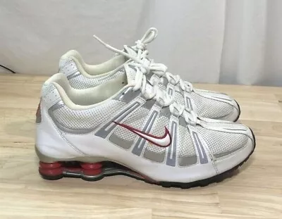 Men Nike Shox Turbo Mesh Running Shoes White Metallic Silver Red 11.5 347521 111 • $65