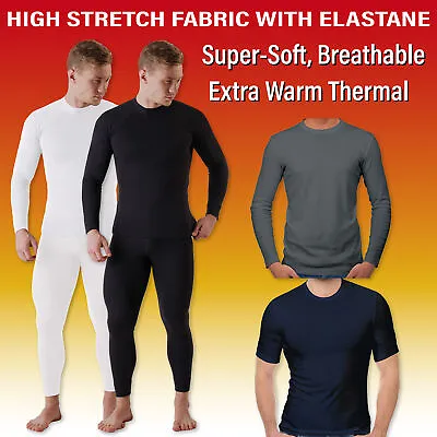 Mens Thermal Underwear Long Johns Short Sleeve T-Shirts Warm Baselayer S-XL • £6.99