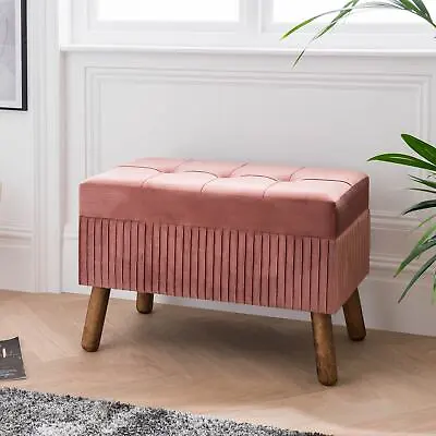 £69.99 • Buy Rose Velvet Ottoman Storage Bench | Perfect Bedroom Furniture | Contemporary