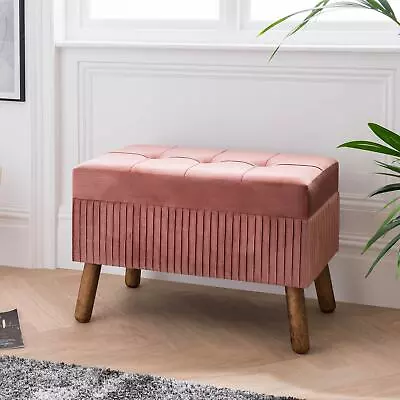 £69.99 • Buy Rose Velvet Ottoman Storage Bench | Perfect Bedroom Furniture | Contemporary