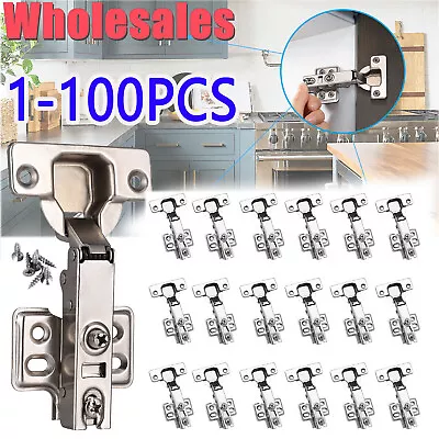 1~100x Soft Close Cabinet Hinges 110° Full Overlay Cupboard Wardrobe Doors Hinge • £3.29