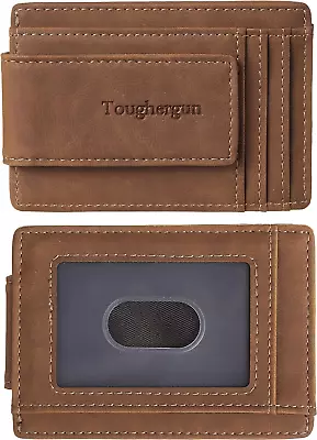 Genuine Leather Magnetic Front Pocket Money Clip Wallet RFID Blocking • $16.65