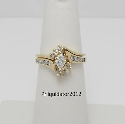1/2CT Marquise Cut Diamond Engagement Wedding Ring Bridal Set 14K Yellow Gold • $449.99