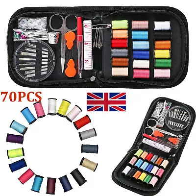 70pc Large Portable Sewing Kit Home Travel Case Needles Thread Scissors Set Box • £4.99