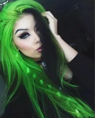 Long Straight Green Black Lace Front Wigs Party Cos Black Five Fashion Heat Safe • $32.29