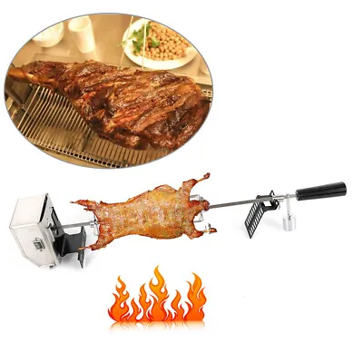 4W Electric Rotisserie BBQ Grill Roaster Spit Rod Camping Chicken Pig Motor Set • $50.35