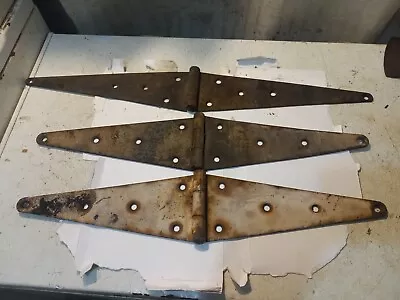 3 Vintage Antique Steel Barn Door Hinge Straps Approximately 24 In And 28 In • $35