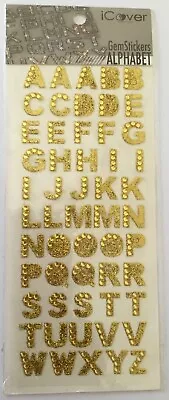 Gold Glitter Crystal Diamond Alphabet Capital Letter Stickers Craft Scrapbooking • $2.50