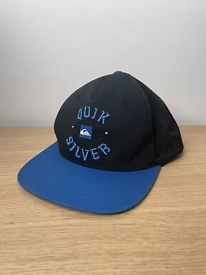 Quiksilver Black Blue Logo Embroidered Snapback Hat Cap Adjustable One Size • $6.80