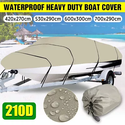 £45.59 • Buy 11-22FT Heavy Duty Boat Speedboat Cover 210D Waterproof Fish Ski V-Hull Marine