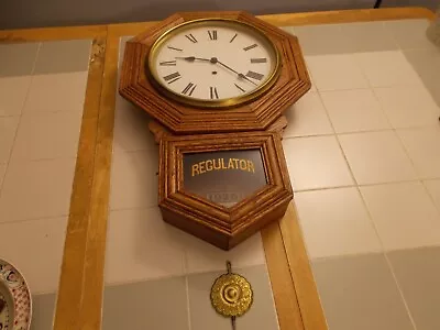 Vintage Regulator Wind Wall Clock Roman Numerals Working -1926 -No Key Or Chime • $48