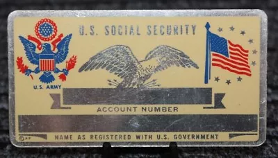 Metal US Army Social Security ID Card Custom Engraved [080CHR] • $7