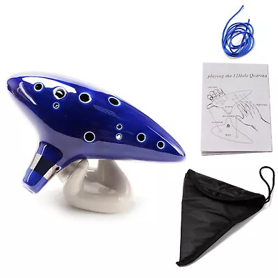 Ocarina 12 Hole Alto C With Song Book Neck Strap Display Stand Protective Bag • $14.89