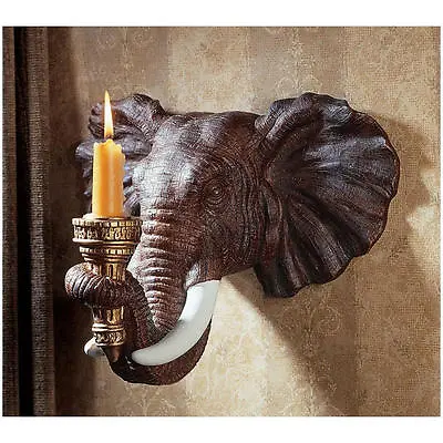 12.5  Exotic African Elephant Sculpture Candle Holder Wall Candlelight Sconce • $65.62