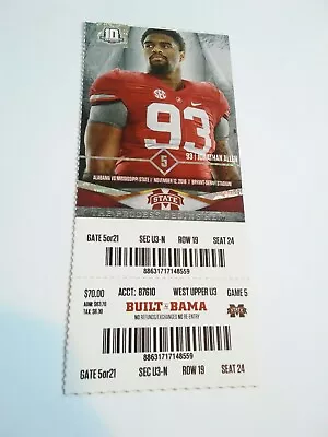 2016 Alabama Crimson Tide Mississippi State Bulldogs Football Ticket Stub • $9.99