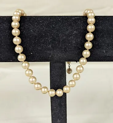 Trifari Pearl Necklace Vintage Beautiful 16  Signed Hook Closure Adjustable EF • $14.99