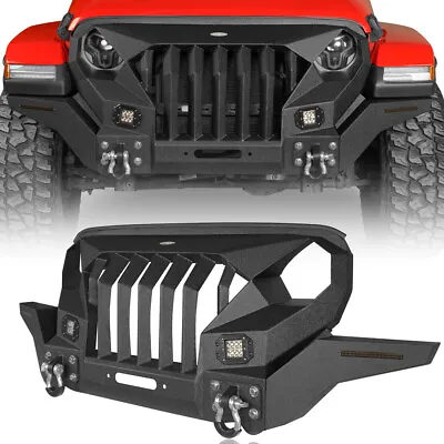 Wings Front Grille Bumper W/ Winch Plate For Jeep Wrangler JL Gladiator JT 18-24 • $709.56