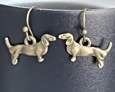 Bronze Dangle Wiener Dog Earrings. Dachshund • $6.99