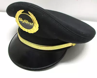 SkyWest Airlines Captain's Pilot Hat Cap W/Badge Size 7 1/2 • $79.99