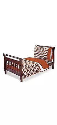 Baby Doll Bedding Chevron 4-Piece Toddler Bedding Set Orange • $65